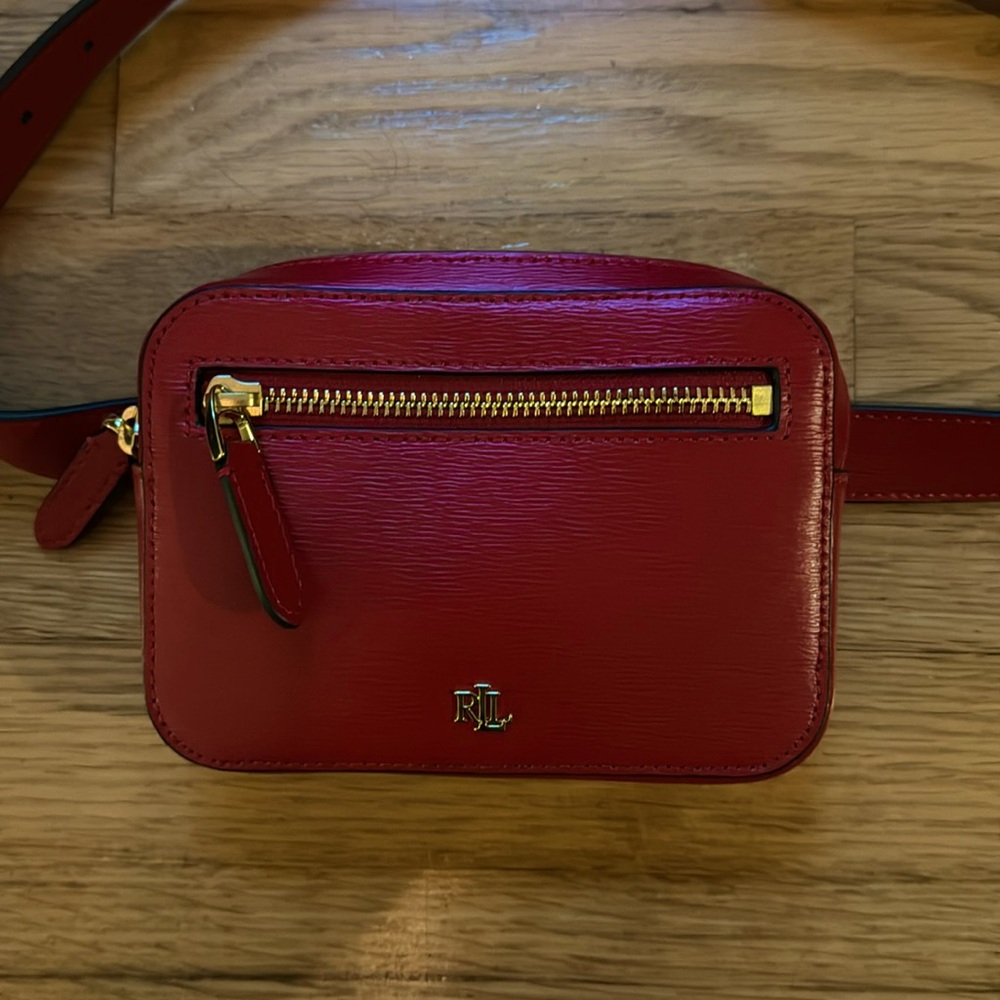RALPH LAUREN red belt bag with gold hard wear
